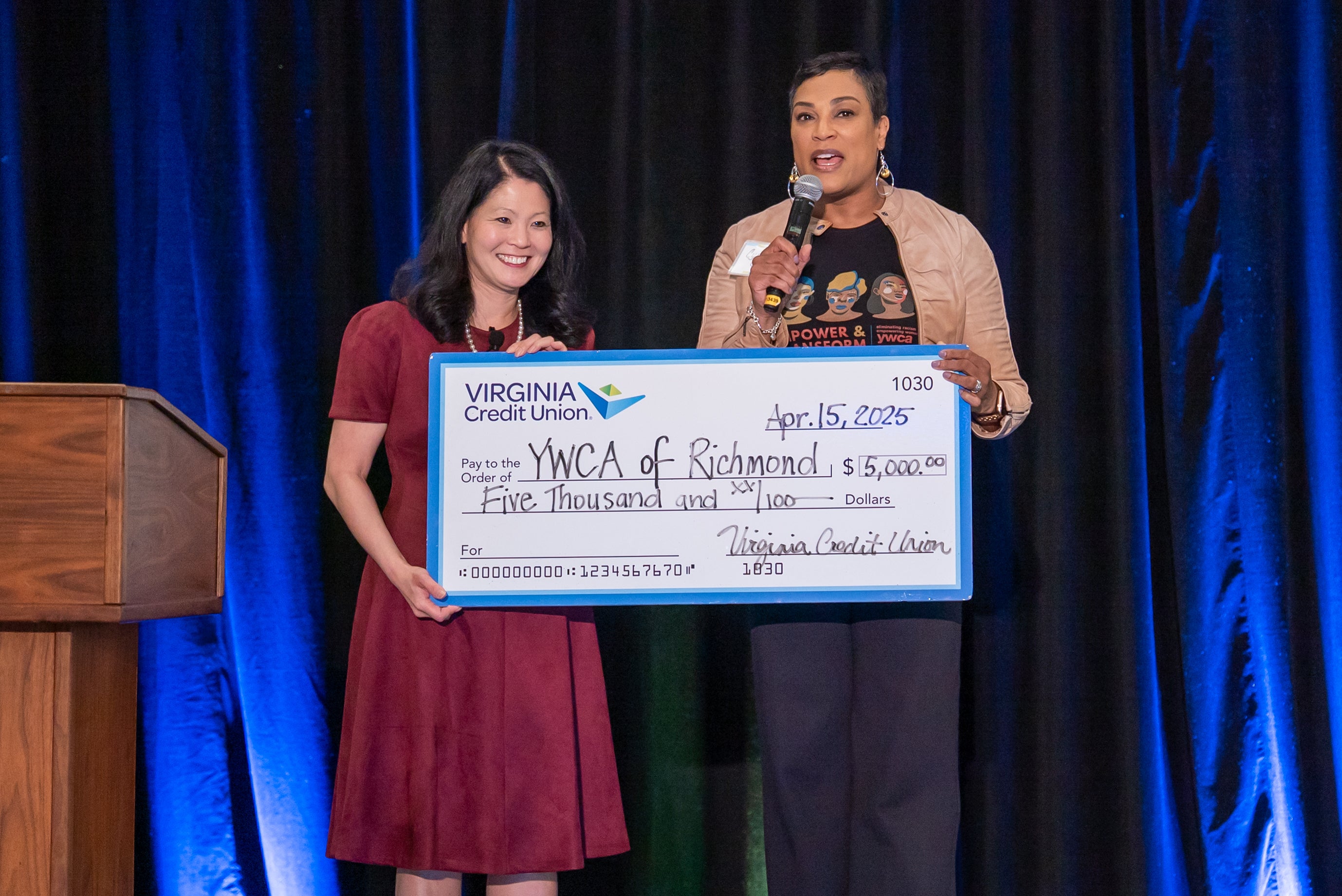 VACU presenting check for donation to YWCA
