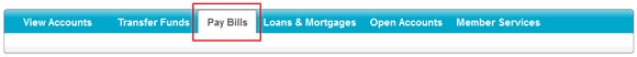 pay bills tab in online banking