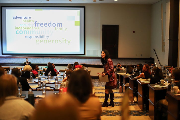 Cherry Dale, Senior Vice President of Financial Education presents to Financial Success for Women Summit participants