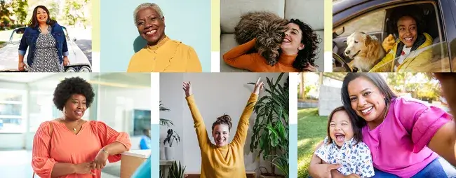 Collage of women smiling and laughing