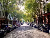 View of cobblestones street of Shockoe slip