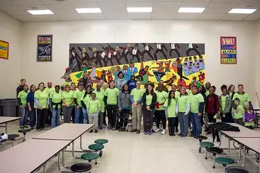 group of volunteers at woodville elementary 
