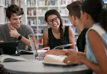 Group of students studying together