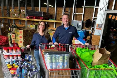 Volunteers assisting at food bank