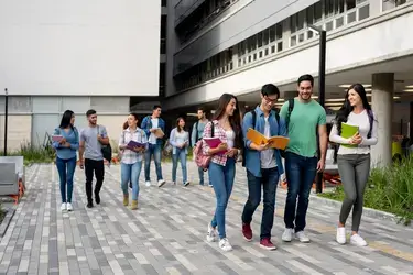 Students walking on college campus