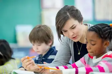 Teacher with elementary school students