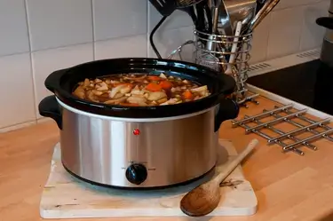 A crock-pot full of food.