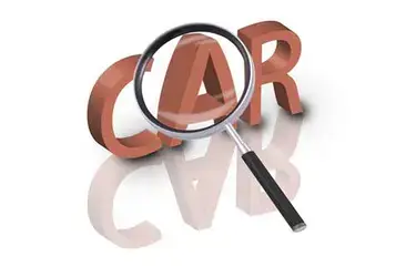 A magnifying glass over the word "car."