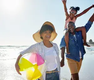 family on the beach