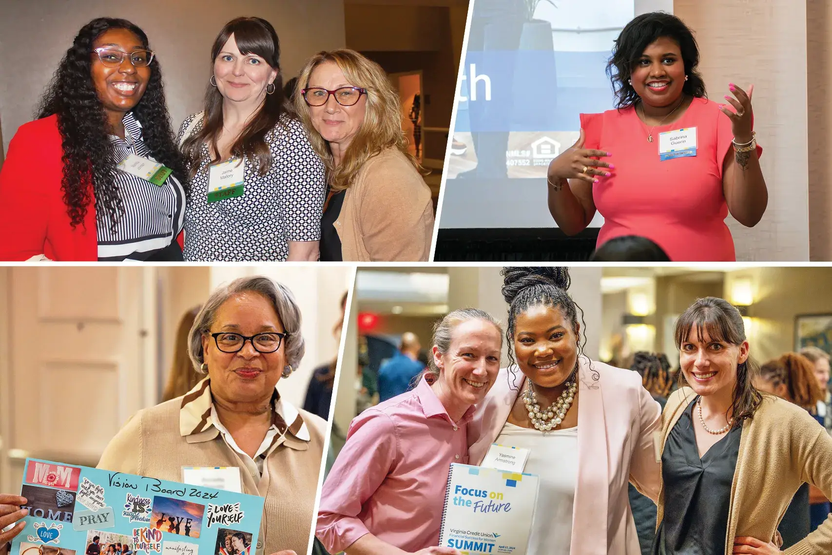 Collage of female attendees at the 2025 Financial Success for Women events hosted by VACU